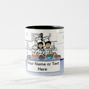 Personlig Chef par Tecknad Två-Tonad Mugg