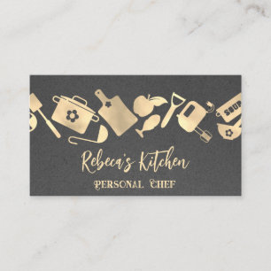 Personlig Chef Restaurant-Catering QR Kraft Grått Visitkort