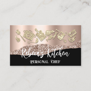 Personlig Chef Restaurant-Catering QR Logotyp Guld Visitkort