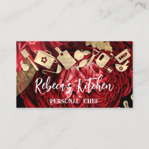 Personlig Chef Restaurant-Catering QR Logotyp Röd Visitkort