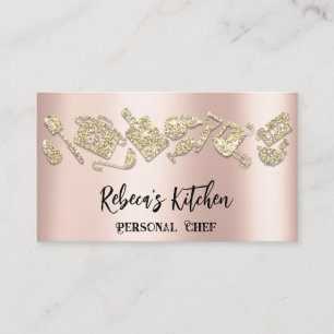 Personlig Chef Restaurant-Catering QR Ro Glitter Visitkort