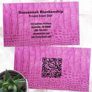 Personlig Chef Rosa Leather QR Code Anpassningsbar Visitkort
