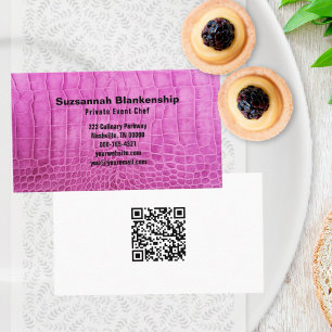 Personlig Chef Rosa Leather Struktur QR-kodAnpassn Visitkort