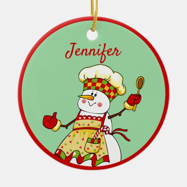 Personlig Chef Snögubbe jul Julgransprydnad Keramik (Framsidan)
