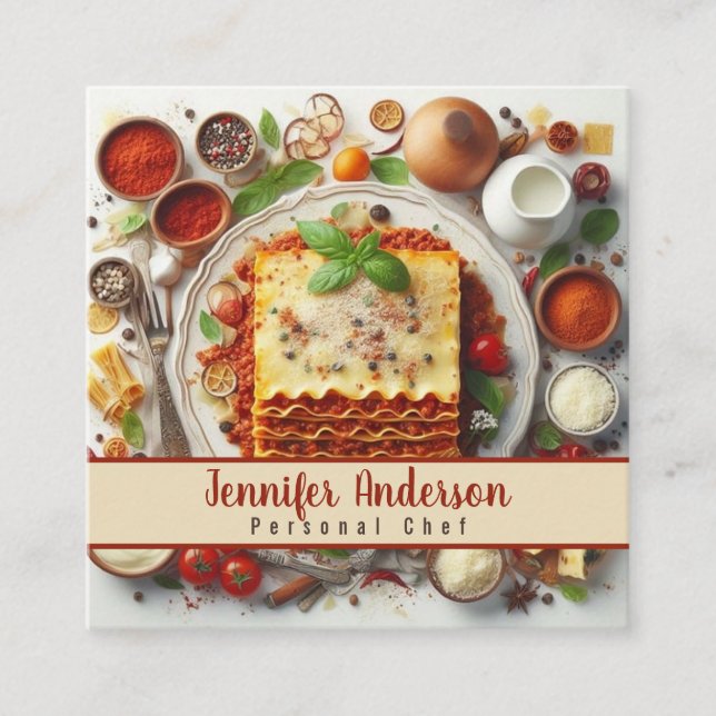 Personlig Chef Sous Chef Restaurant Fyrkantigt Visitkort (Framsida)