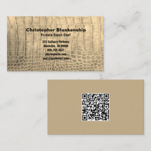 Personlig Chef Tan Snake Skin Struktur QR-kod Visitkort