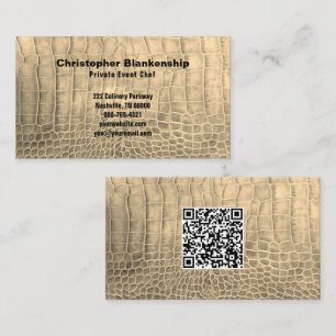Personlig Chef Tan Snake Skin Struktur QR-kod Visitkort