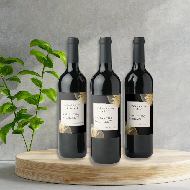 Personlig Chef till Kärlek Black Guld Bröllop Vinflaska Etikett (Skapare uppladdad)