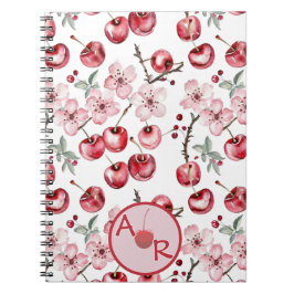 Personlig Cherry Blommar och Monogram Anteckningsbok