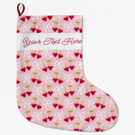 Personlig Cherry Sweet Preppy Tonåring Kids Girl Stor Julstrumpa