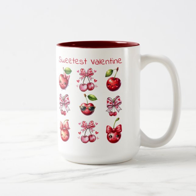 Personlig Cherry Sweetest Valentine Coquette Två-Tonad Mugg (Höger)