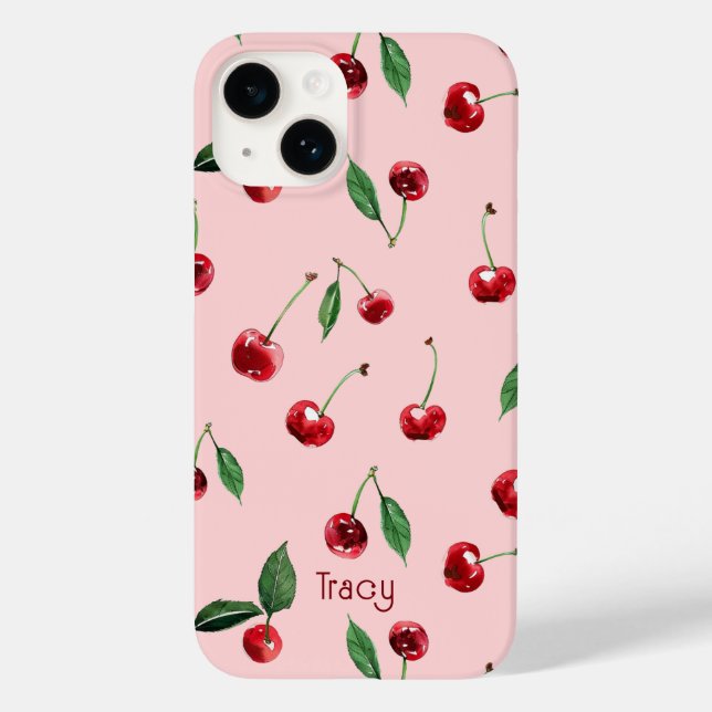 Personlig Cherry-telefonfodral, rosa (Baksida)