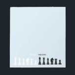 Personlig Chess Biet Blue Anteckningsblock<br><div class="desc">Klassiskt svart och vitt schackfritt anteckningsblock för schack älskare,  med schack figurer i ett geometriskt mönster. Modern schack delar design</div>