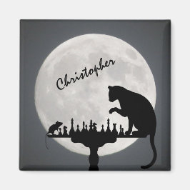 Personlig Chess Full Moon Cat and Mouse Game Magnet