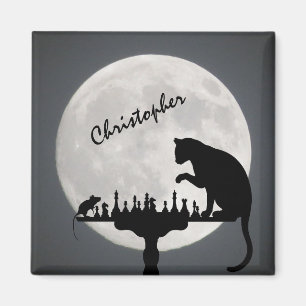 Personlig Chess Full Moon Cat and Mouse Game Magnet