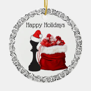 Personlig Chess Kung Santa Helgdag jul Julgransprydnad Keramik