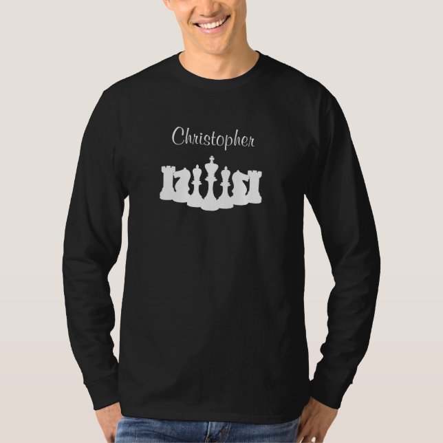 Personlig Chess Långärmad Shirt för manar T-shirt (Framsida)
