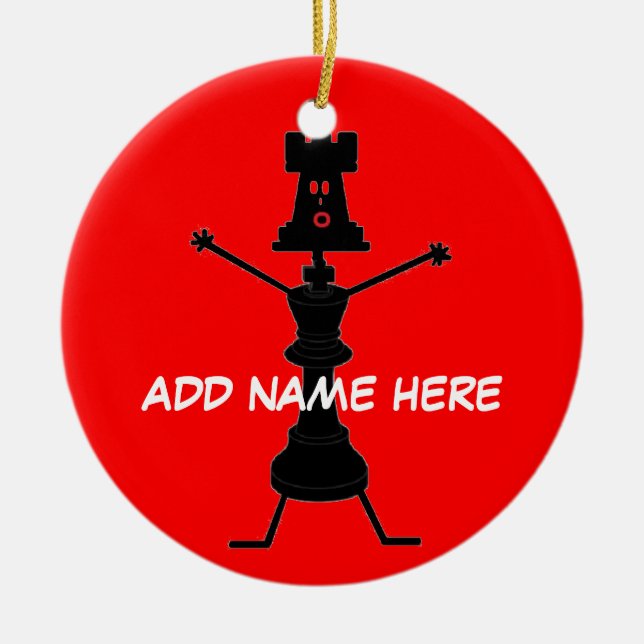 Personlig Chess Player Julgransprydnad Keramik (Framsidan)