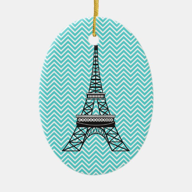 Personlig Chevron Paris Eiffel Torn Ornament (Framsidan)