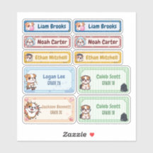 Personlig Chibi Bulldog Namn etiketter