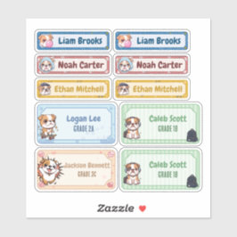 Personlig Chibi Bulldog Namn etiketter