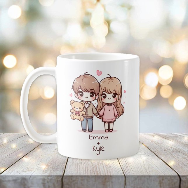 Personlig Chibi-Stil Nalle par Kaffemugg (Personalized Chibi-Style Teddy Bear Couple Mug)