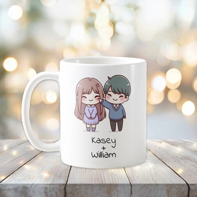 Personlig Chibi-Stil par Kaffemugg (Personalized Chibi-Style Couple Mug)