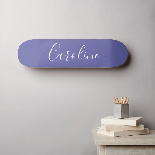 Personlig Chic Calligraphy Namn Lila Mini Skateboard Bräda 18,5 Cm (Väggkonst (Horz))