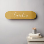 Personlig Chic Calligraphy Namn Mustard Gult Mini Skateboard Bräda 18,5 Cm<br><div class="desc">Minimalistisk skripttypografi Namn i Skateboard på Mustard Gult</div>