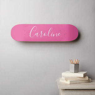 Personlig Chic Calligraphy Namn Shock rosa Mini Skateboard Bräda 18,5 Cm