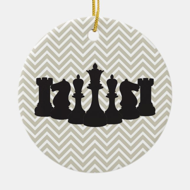 Personlig Chic Chevron Chess jul Ornament (Framsidan)