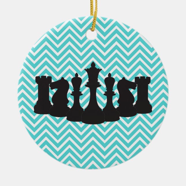 Personlig Chic Chevron Chess jul Ornament (Framsidan)