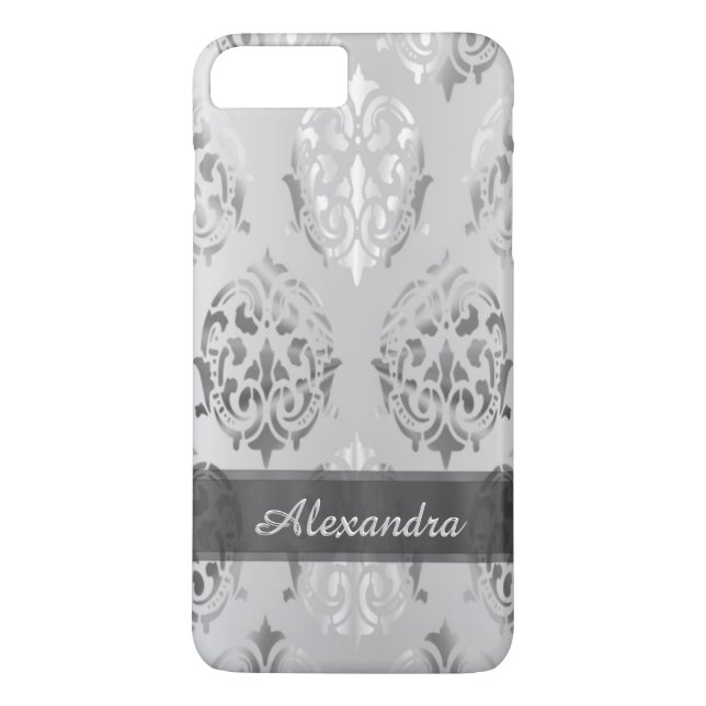 Personlig chic elegant silver grått-dämpare Case-Mate iPhone skal (Baksida)