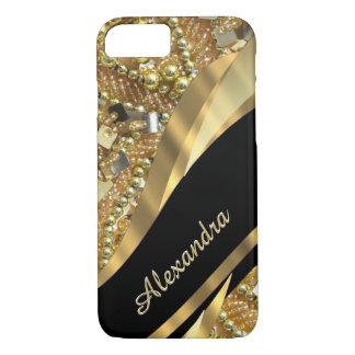 Personlig chic elegant svart och guld bling