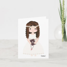Personlig Chic First Communion-Brown Hair Girl Kort