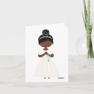 Personlig Chic First Heliga Communion-Black Girl Kort