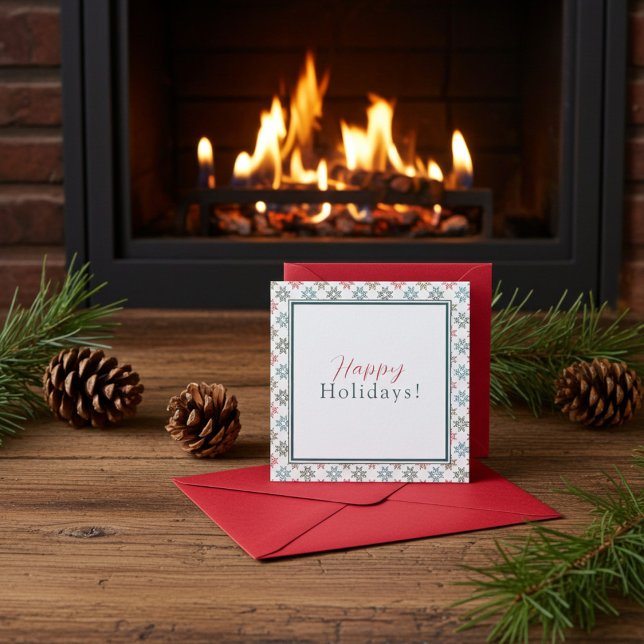 Personlig Chic Fyra Poinsettia Motif, jul Kort (Elegant, Modern Christmas Card for Family and Friends)