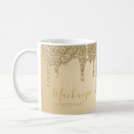 Personlig Chic Guld Glitter Drippar Kaffemugg