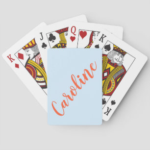Personlig Chic Kalligrafi Namn Blå Orange Casinokort