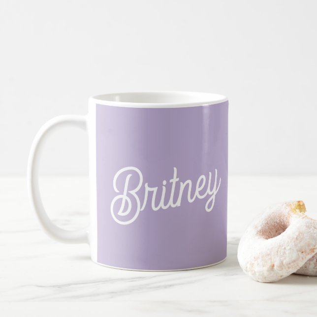 Personlig Chic Lavender Lila Monogram Namn Kaffemugg (Med munk)