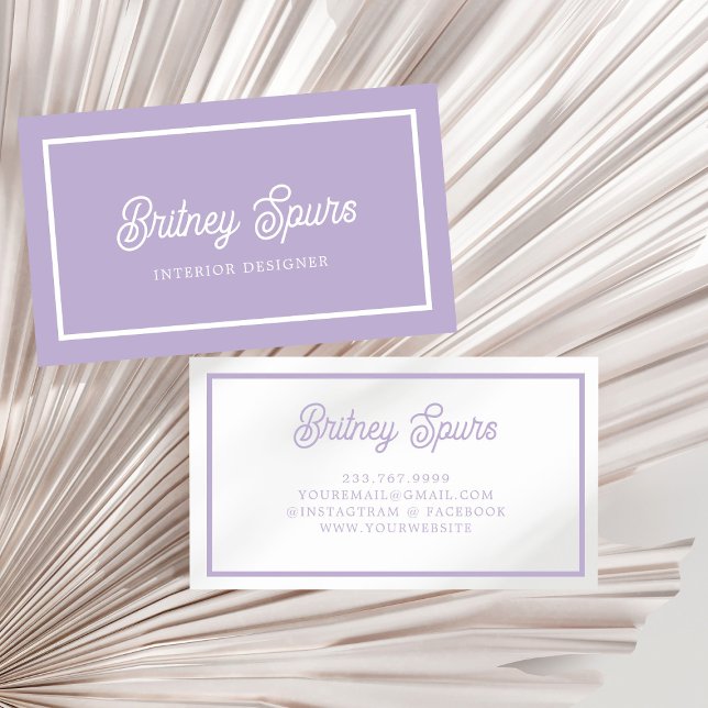 Personlig Chic Lavender Lila Monogram Namn Visitkort (Skapare uppladdad)