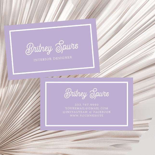 Personlig Chic Lavender Lila Monogram Namn Visitkort (Skapare uppladdad)