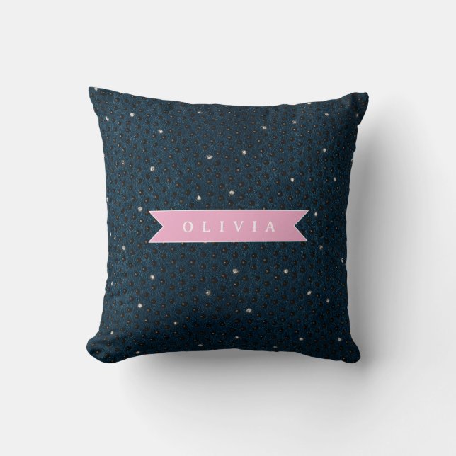 Personlig chic mörk denim strassmönster kudde (Framsida)