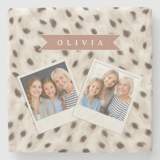 Personlig Chic Neutral Leopard Djurtryck Stenunderlägg (Framsidan)