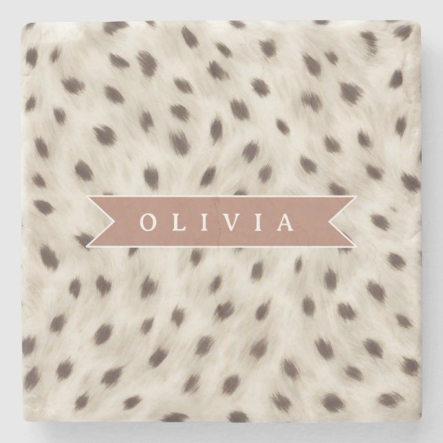 Personlig Chic Neutral Leopard Djurtryck Stenunderlägg (Framsidan)
