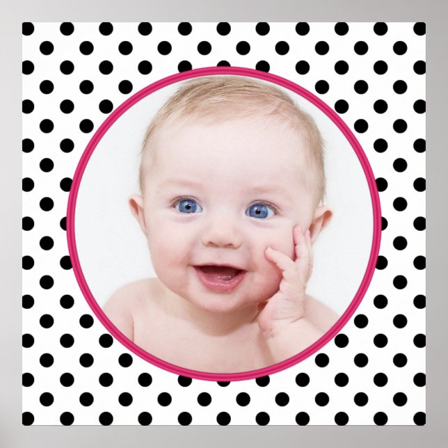 Personlig Chic Polka Dot Baby Photo Poster (Framsidan)
