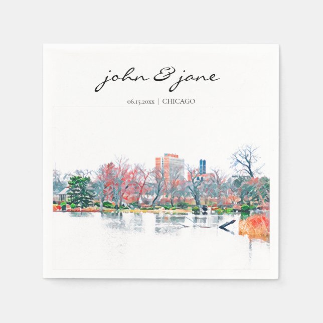 Personlig Chicago Jackson Park Cocktail Napkin Pappersservett (Framsidan)