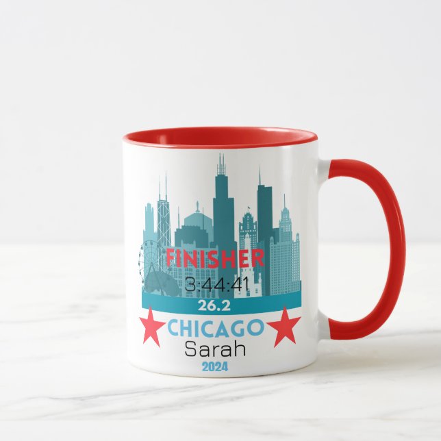 Personlig Chicago Marathon 2024 Gift for Springer Mugg (Höger)