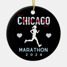 Personlig Chicago Marathon-gåva till maratoner Julgransprydnad Keramik