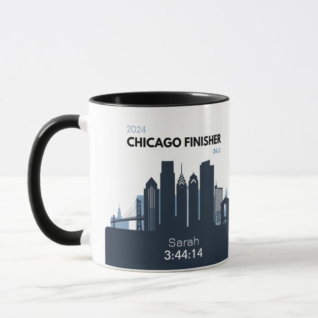 Personlig Chicago Marathon Gift för Marathoner Mugg (Vänster)